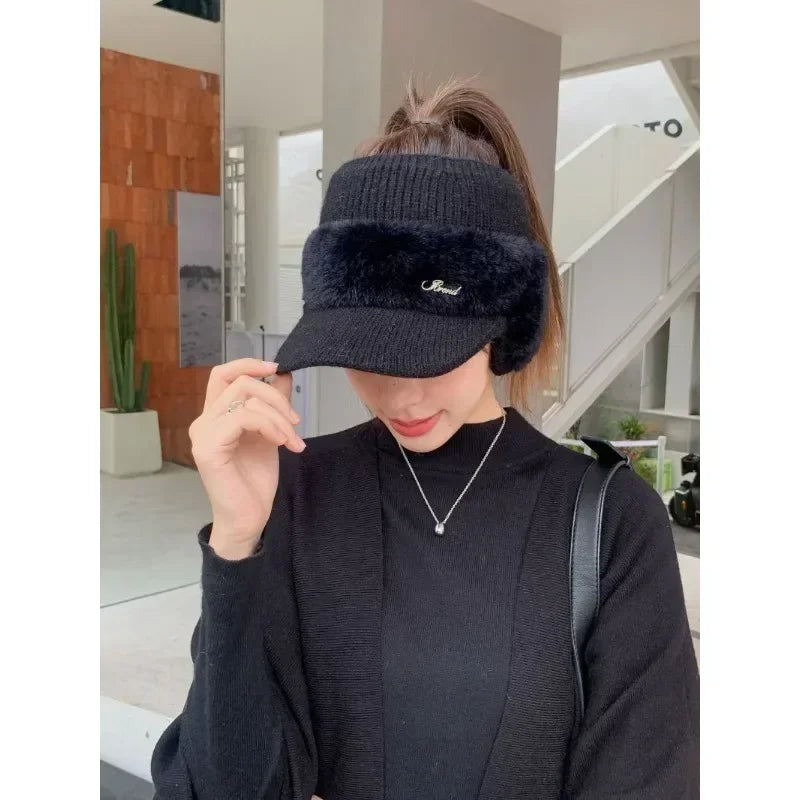 Winter Hats for Women - Warm Earflaps Knitted Baseball Caps