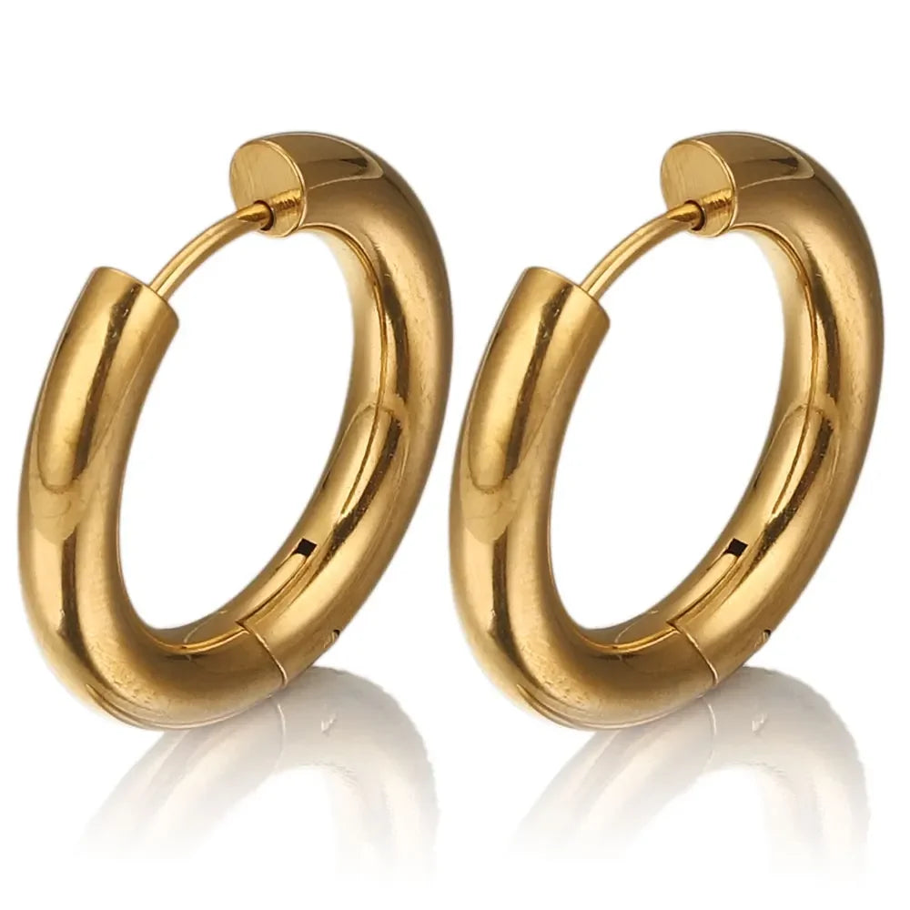 Gold plated large round hoop earrings for women, 6-piece jewelry set by HSF Marketplace