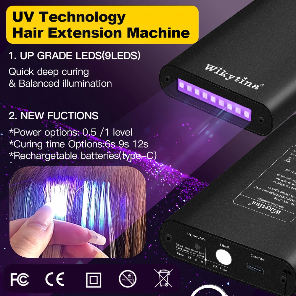 Advanced V Light Hair Extension Tools Kit with UV Glue Hair Extension Machine for Professional and Home Use