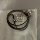 Vintage spiral vortex pendant necklace with hand-woven leather rope, boho goth jewelry for women, fashion 2026 Y2K style