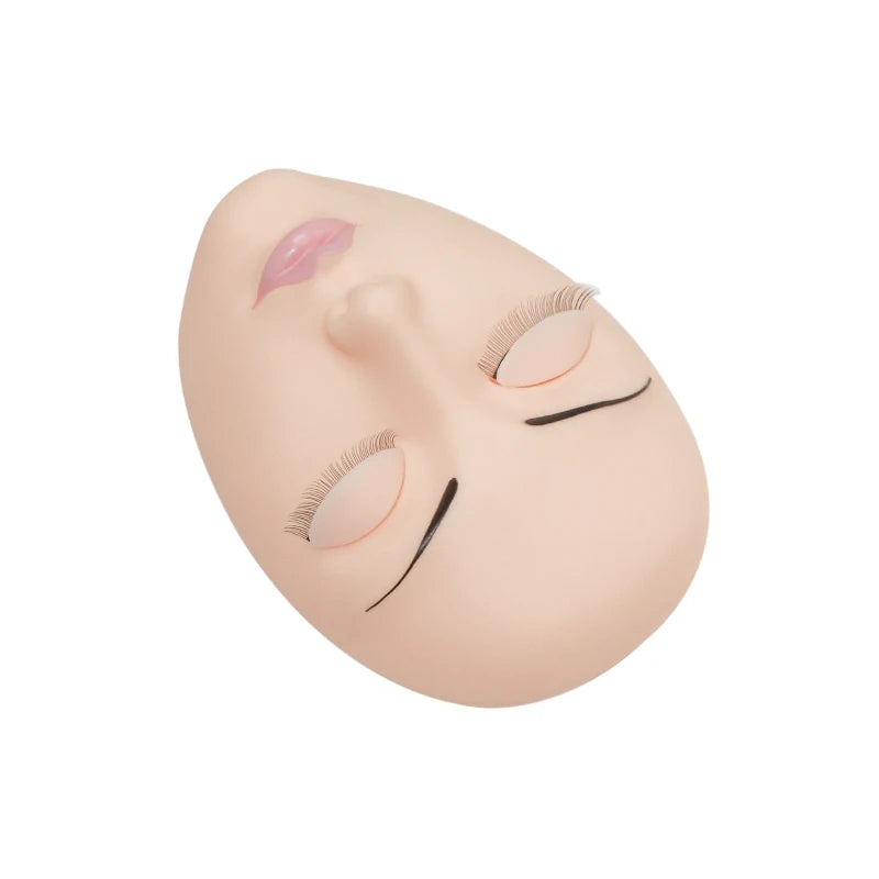 HSF Marketplace GAHAMACA false eyelash extension training head with removable eyelids and flat model head for eyelash practice.
