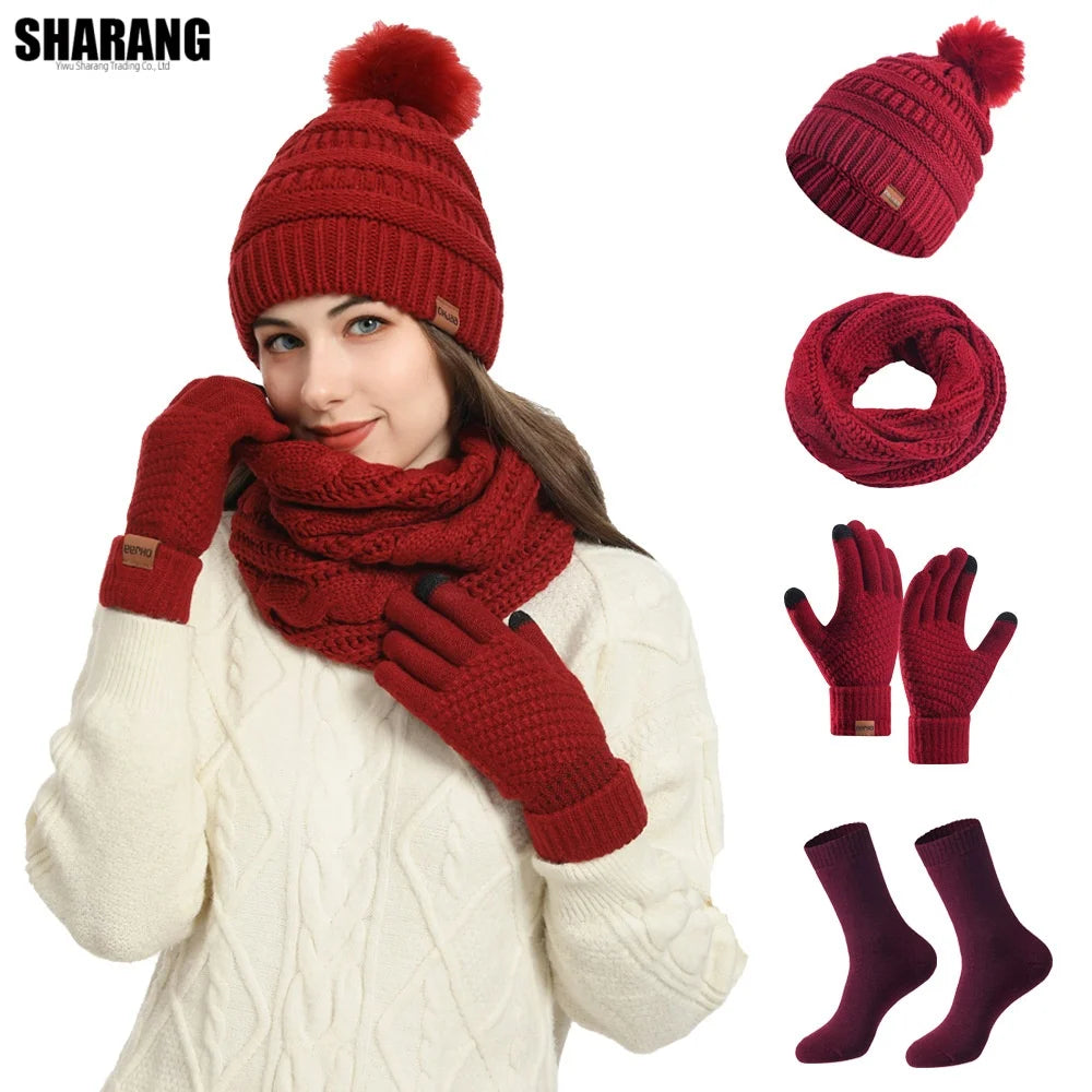Women's and girls' warm winter hat, scarf, and gloves set by HSF Marketplace
