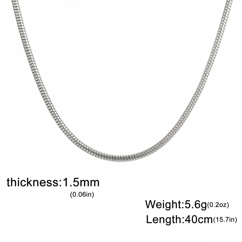 Stainless steel round snake chain necklace for unisex fashion by HSF Marketplace