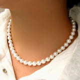 Elegant white pearl choker necklace by HSF Marketplace for women and men