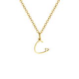 Gold plated dainty heart initial necklace for women featuring a waterproof stainless steel monogram pendant with personalized A-Z letter.