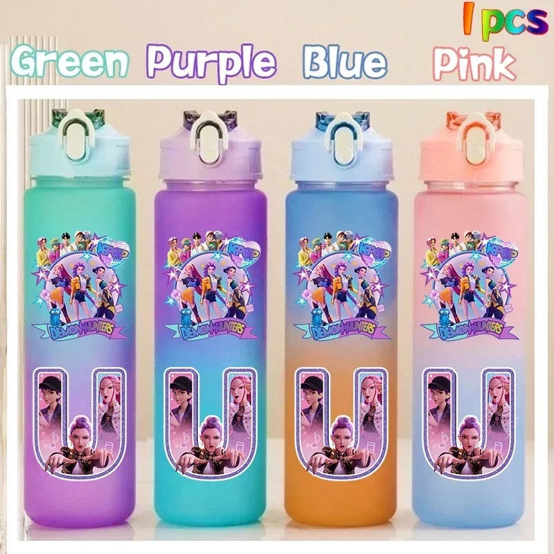 Kpop Demon Hunters gradient color water cup with straw, 750ml HSF Marketplace K-culture merch
