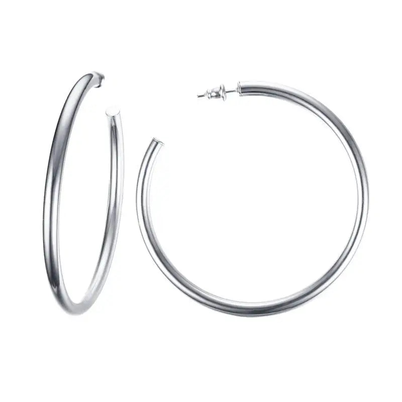 Gold plated chunky circle hoop earrings for women, waterproof jewelry by HSF Marketplace