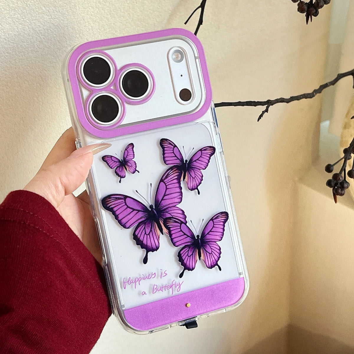 Luminous purple butterfly phone case for iPhone models by HSF Marketplace