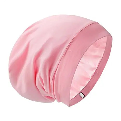 Adjustable satin-lined sleep bonnet for hair protection by HSF Marketplace, shown in a smooth satin design