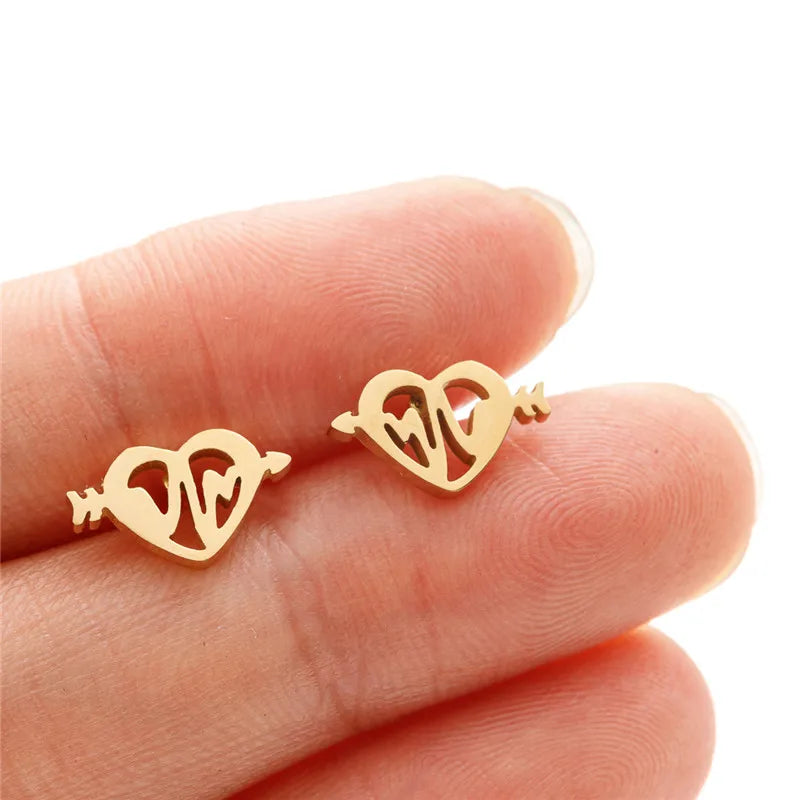 HSF Marketplace simple T-bar stud earrings with small animal designs, including dove, leaf, dragonfly and spider jewelry