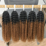 15A T1B/30 TB30 Highlight Kinky Curly Feather Crochet Human Hair Miracle Knots Knotless Pre Separated Pre Looped Small Spirals Deep Curly Human Hair Extensions Invisible Boho Braiding Light Brown Crochet Hair For Women