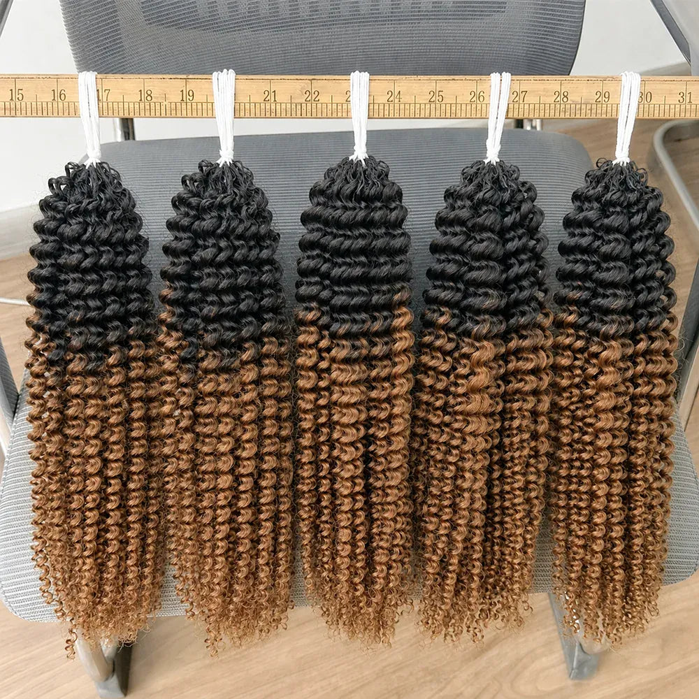 15A T1B/30 TB30 Highlight Kinky Curly Feather Crochet Human Hair Miracle Knots Knotless Pre Separated Pre Looped Small Spirals Deep Curly Human Hair Extensions Invisible Boho Braiding Light Brown Crochet Hair For Women
