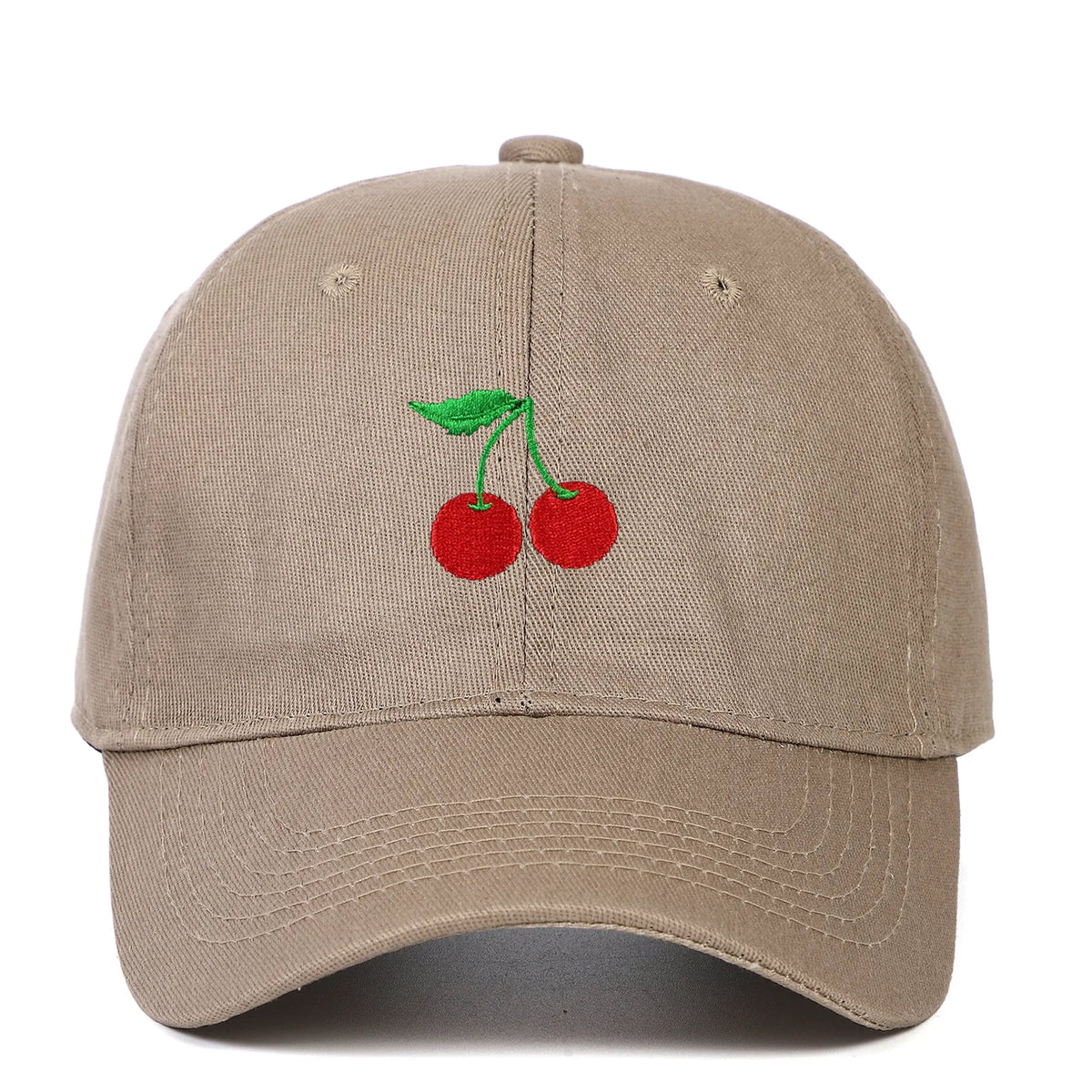 Embroidered cherry duckbill baseball soft top hat for men and women, outdoor sunshade hat