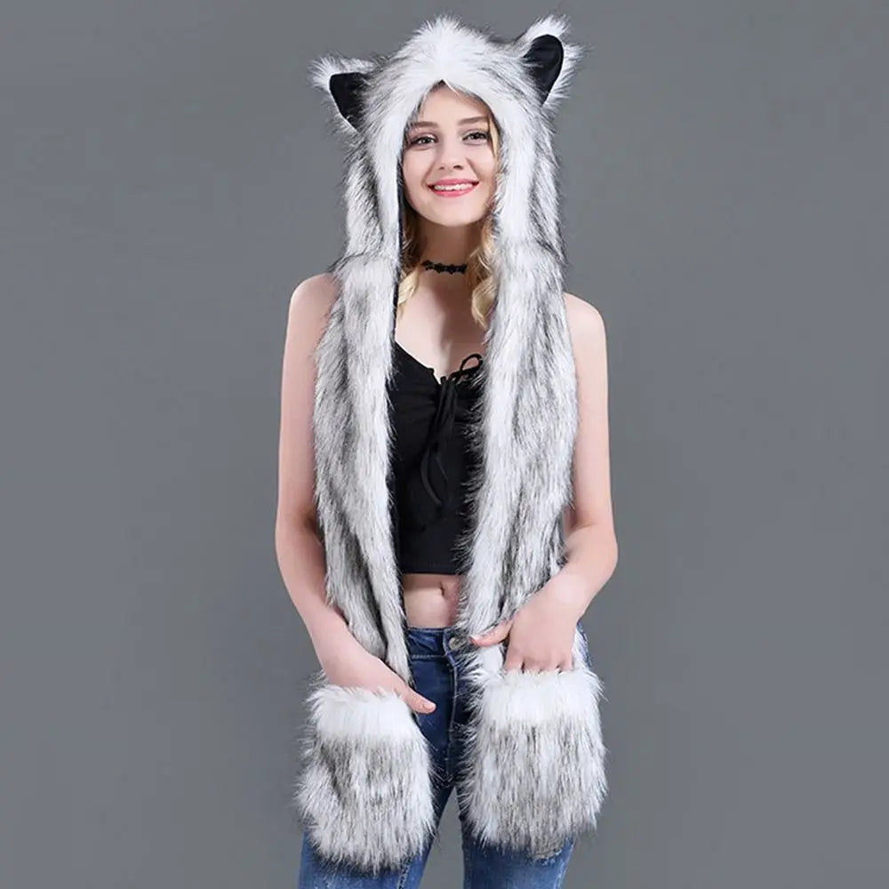 3-in-1 winter warm earmuff hat with scarf and gloves set by HSF Marketplace