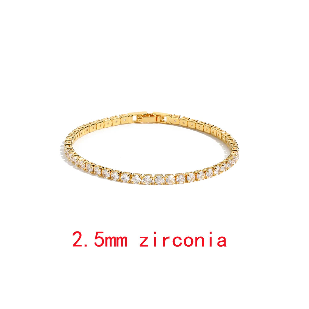Iced Out Tennis Chain Necklaces Female Gold Color 18K Gold Plated Neck Chain For Women Fashion Jewelry Gift Chocker 2024