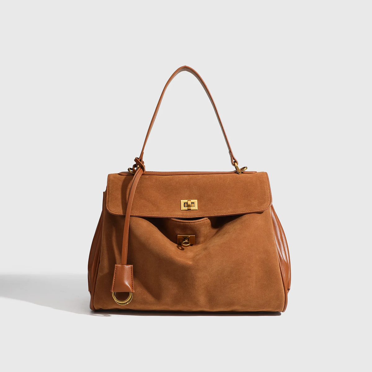 Large capacity women's split leather tote bag in a spacious everyday handbag design