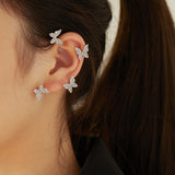 Korean style sparkling zircon butterfly ear clips, non-piercing ear cuff earrings for women人體藝術