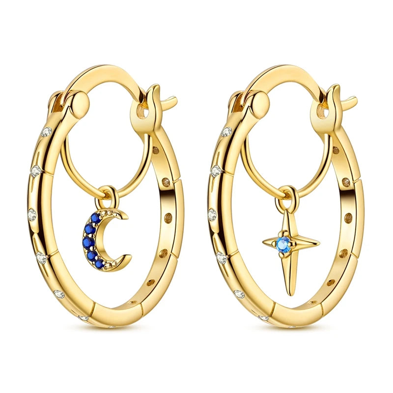 925 sterling silver hoop earrings with zirconia, hypoallergenic jewelry for women and girls