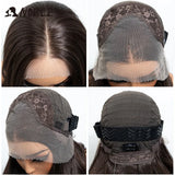NOBLE 13x4 Synthetic Lace Front Wig 30 Inch Dark Brown Layered Fluffy Wavy Wig Pre Plucked Hairline Heat Resistant Wig For Wome