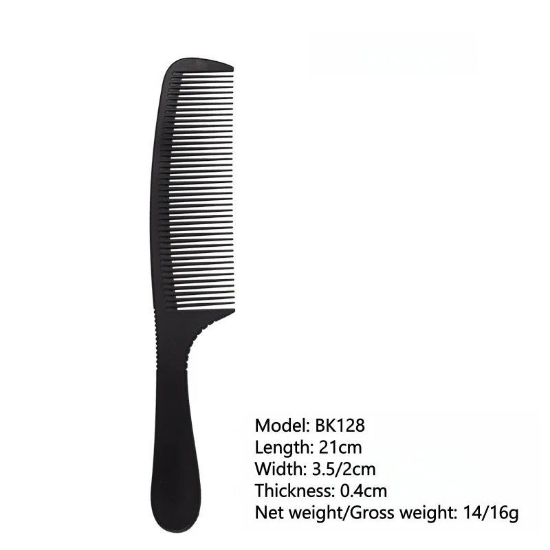 Black carbon double-sided hair cutting comb from HSF Marketplace, heat resistant and antistatic, ideal for professional salon styling.