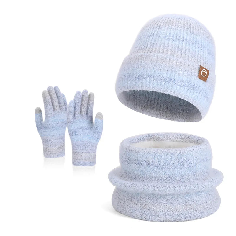 Women's winter cap, gloves and scarf set with fleece lining by HSF Marketplace