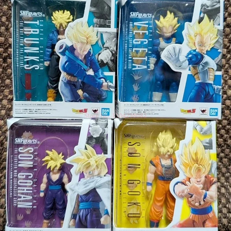HBandai Dragon Ball SHF Mini Gashapon 5cm Goku, Vegeta and Trunks anime collectible figures desktop set
