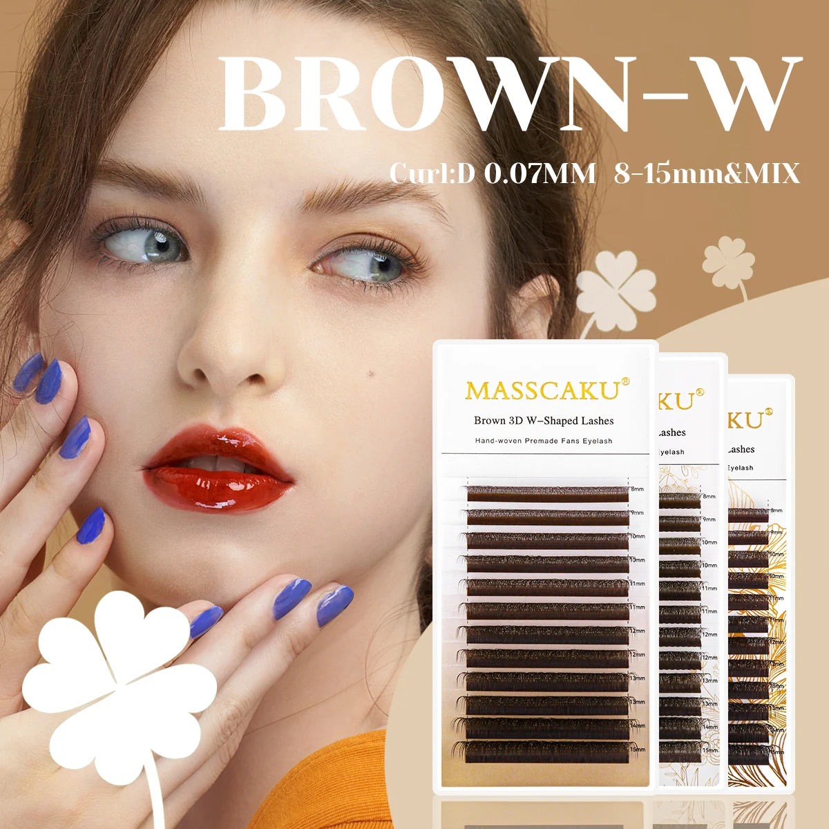 Premium 3D 4D 5D brown false eyelash extensions by HAIRSOFLY SHOP