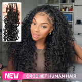 ISEE Crochet Hair Water Wave Human Hair for Boho Braids with Miracle Knots – Soft Waves Time-Saving Install