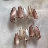 24-piece HSF Marketplace Y2K star press-on false nails with blue gradient French tips and gold moon designs, almond shape
