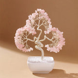 1pc Natural Crystal Tree with Chakra Stones: Money Tree on White Ceramic Bowl, Copper Wire Design for Feng Shui & Yoga Home Deco