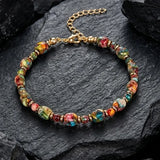 Gorgeous Winter Accessories Black Purple Blue Patterned Stone Amethyst Bracelets for Girlfriend Travel Bracelet Beads