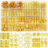 260Pcs/box Gold Silver Hair Beads Jewelry Braid Accessories Hair Clips Dreadlocks Braiding Braid Cuffs Metal Hair Rings Charms