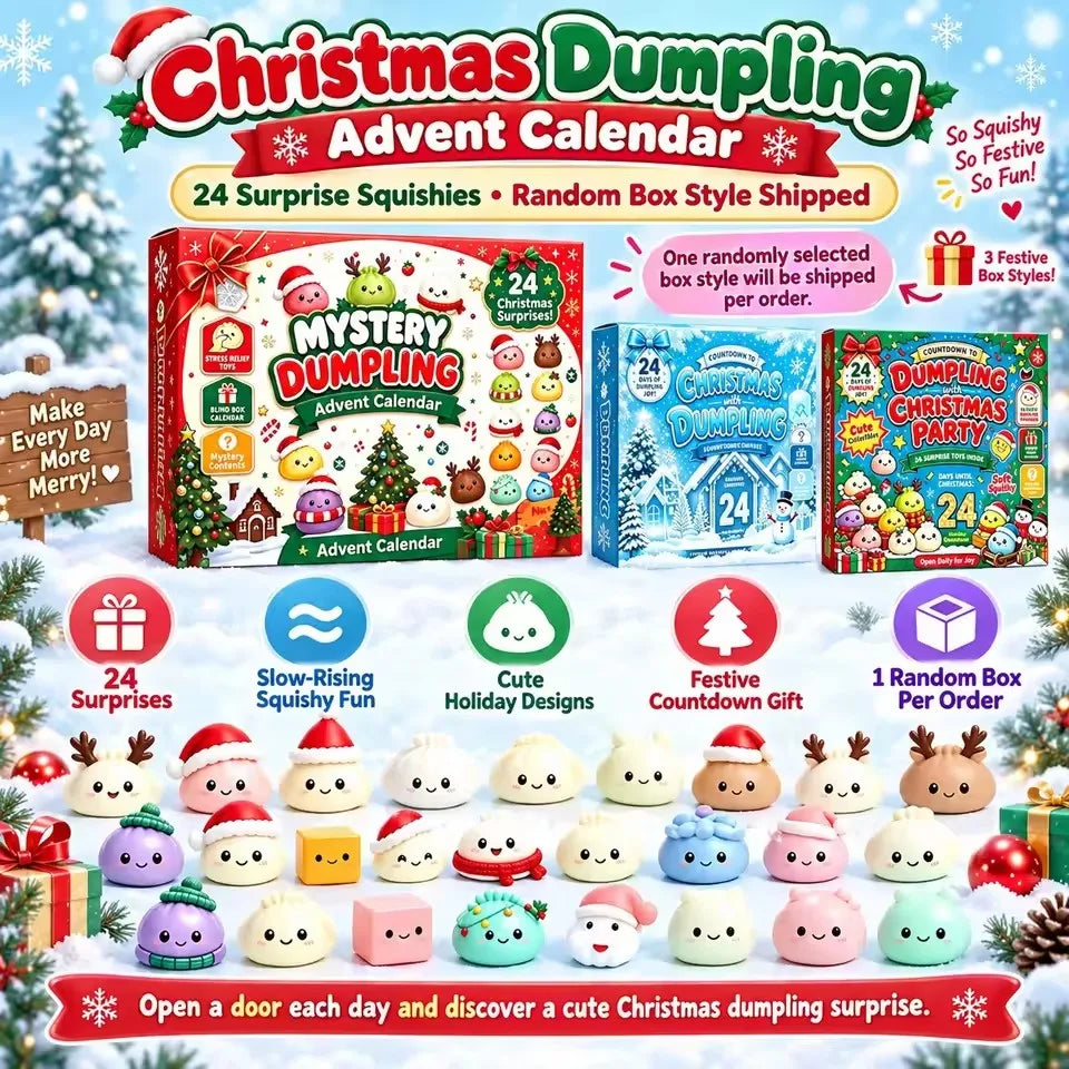 HSF Marketplace dumpling squishy mystery blind bag Christmas advent calendar sensory toy set with 24 pieces