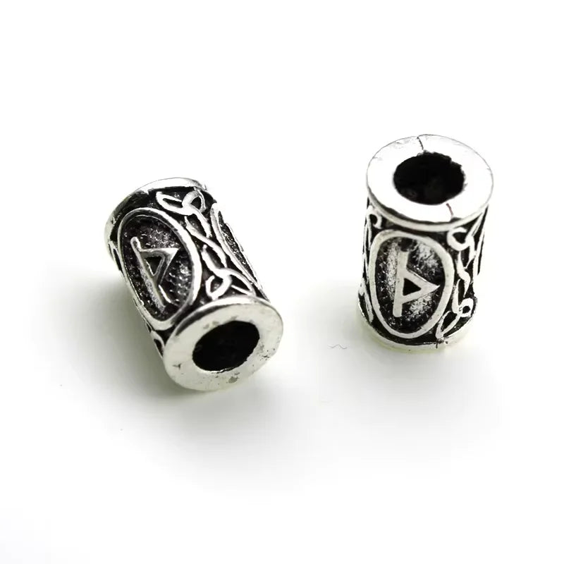 10Pcs/Lot Viking Rune Beads Alloy Tube Spacer Beads Hair Braid Beard Dreadlock Beads Knife Beads Pendant for DIY Jewelry Making