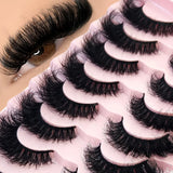 10 pairs of 3D faux mink hair false eyelashes with fluffy, voluminous lash fibers by HSF Marketplace