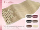 Natural black straight human hair clip-in extensions, 7-piece PU invisible wefts, 116g lightweight set by HSF Marketplace
