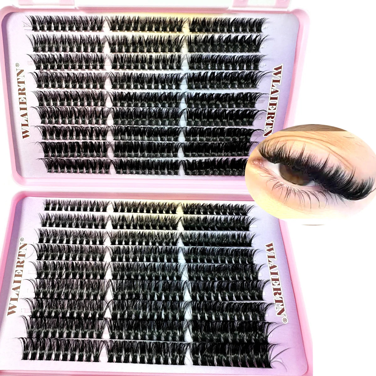 Faux Mink Eyelashes 540Cluster C Curled 9-16mm mixed natural 3D Russian strip lashes for makeup by HSF Marketplace