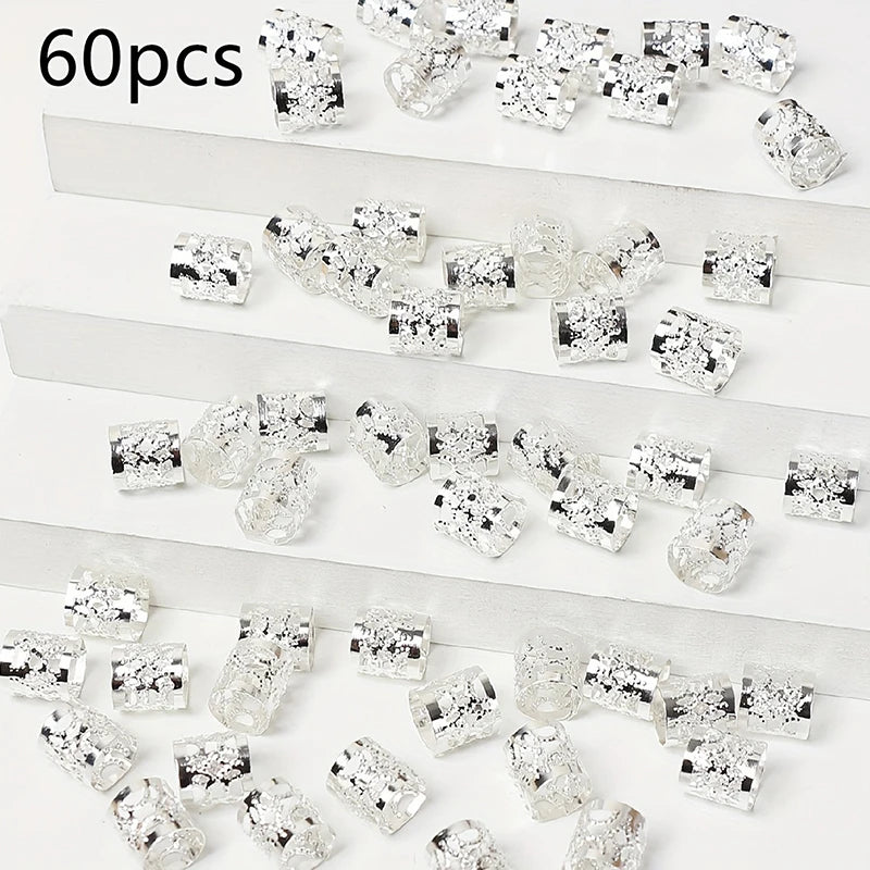 60/90pcs Alloy Hair Jewelry Hair Cuffs For Braids Metal Dreadlock Beads Hair Cuffs Rings Multi Style Braids Accessories