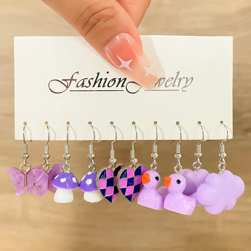 Cute cartoon duck dangle earrings set for girls by HSF Marketplace