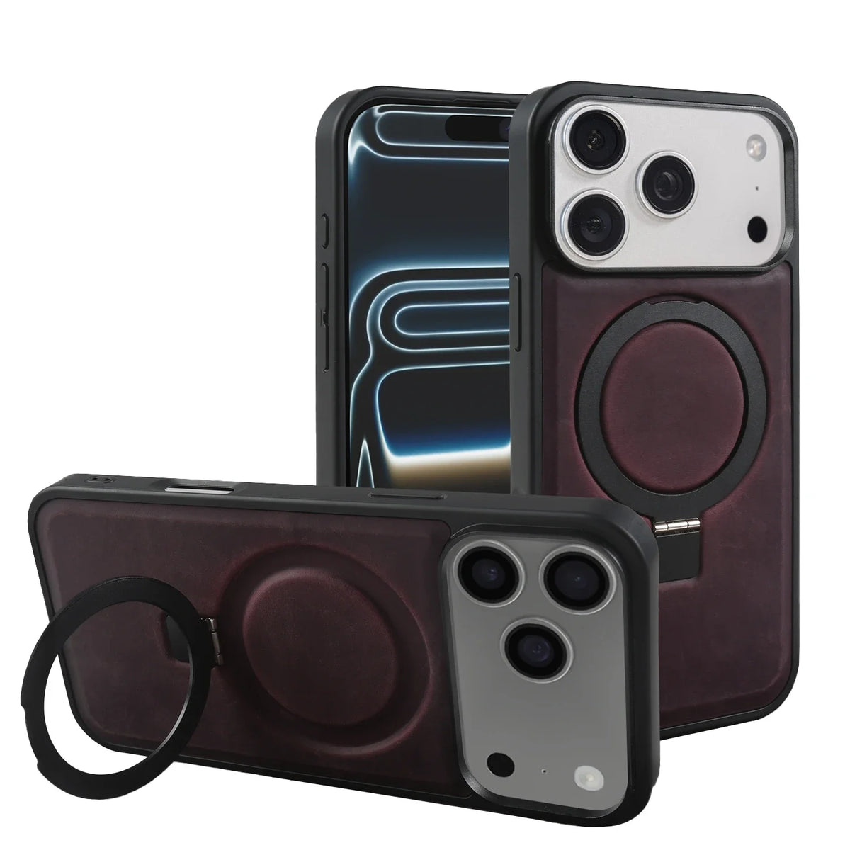 Genuine leather foldable bracket case for iPhone 18 Pro Max by HSF Marketplace