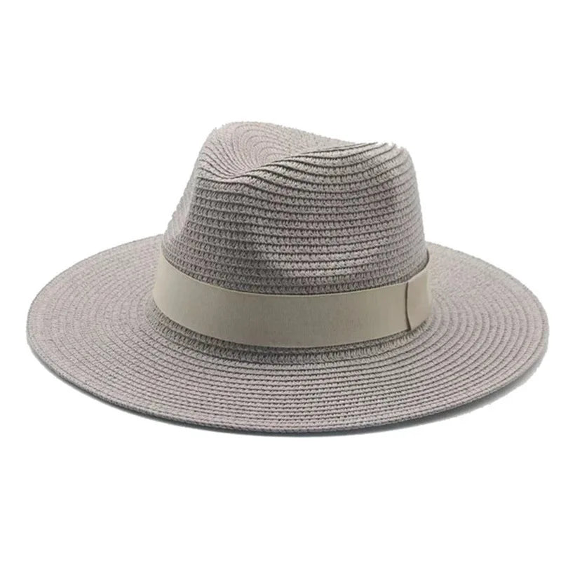 Black ribbon Panama straw hat for women, lightweight summer sun protection design by HSF Marketplace