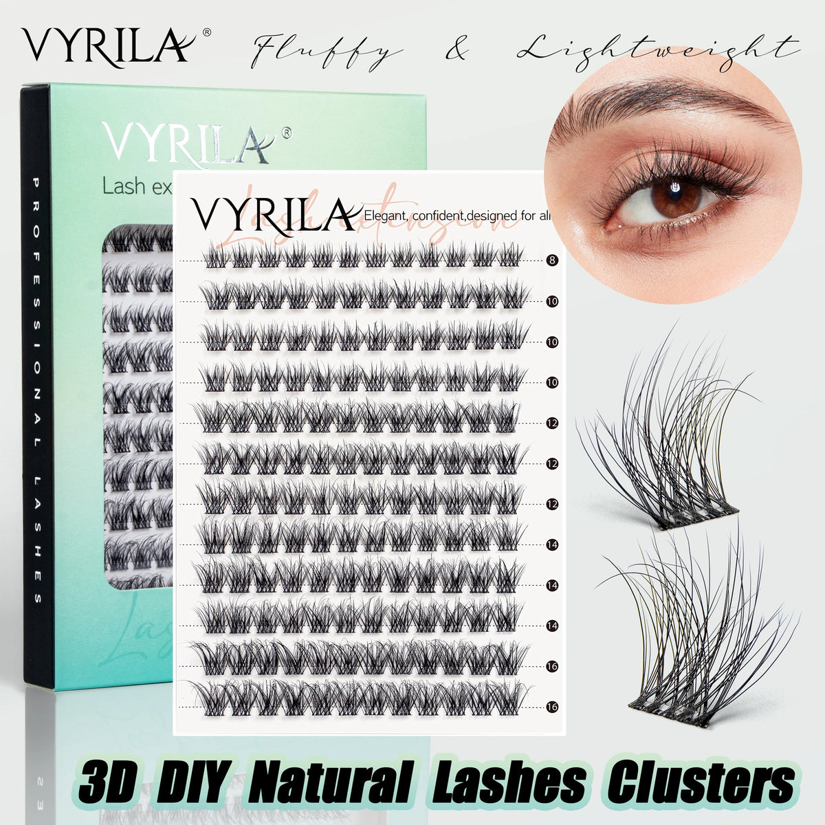 C curl mix lash clusters for natural 3D wispy eyelash extensions by HSF Marketplace