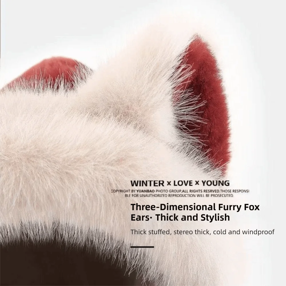 3-in-1 fox ear winter hat, scarf and gloves set by HSF Marketplace