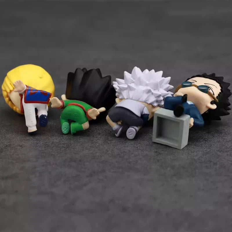Hunter X Hunter chibi sitting figures set featuring Gon, Killua, Kurapika and Leorio collectible ornaments