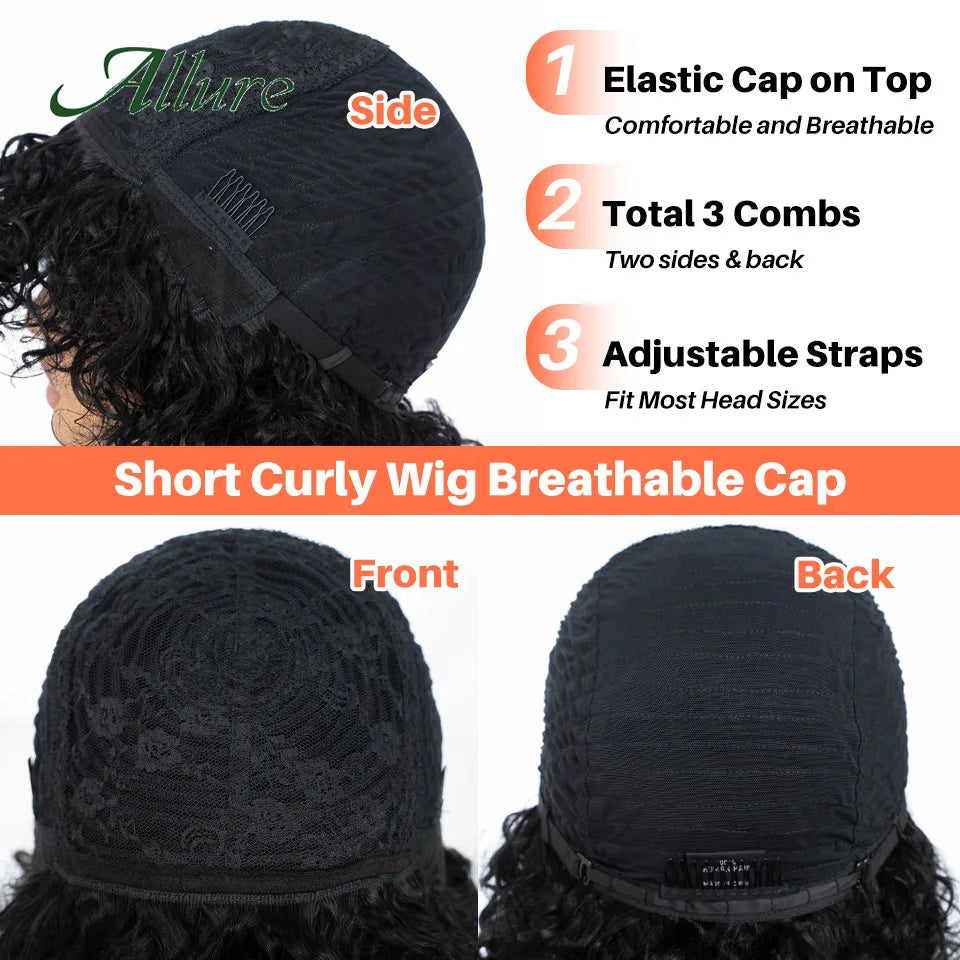 Curly bob human hair wig with natural-looking curls and a stylish short cut by HSF Marketplace