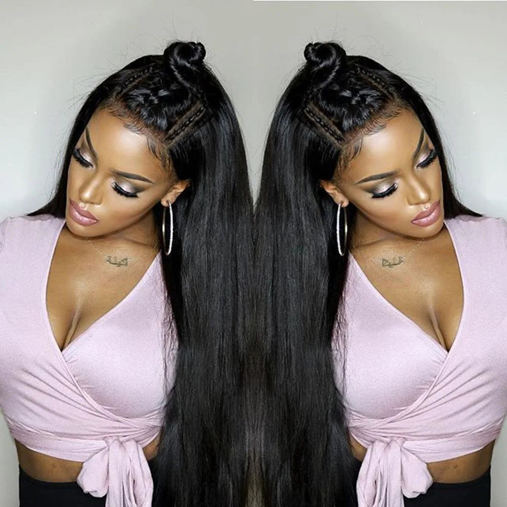 40 Inch Bone Straight Human Hair Wig 13x4 13x6 HD Transparent Lace Wigs Brazilian Full Lace Frontal Wig For Women200% Density