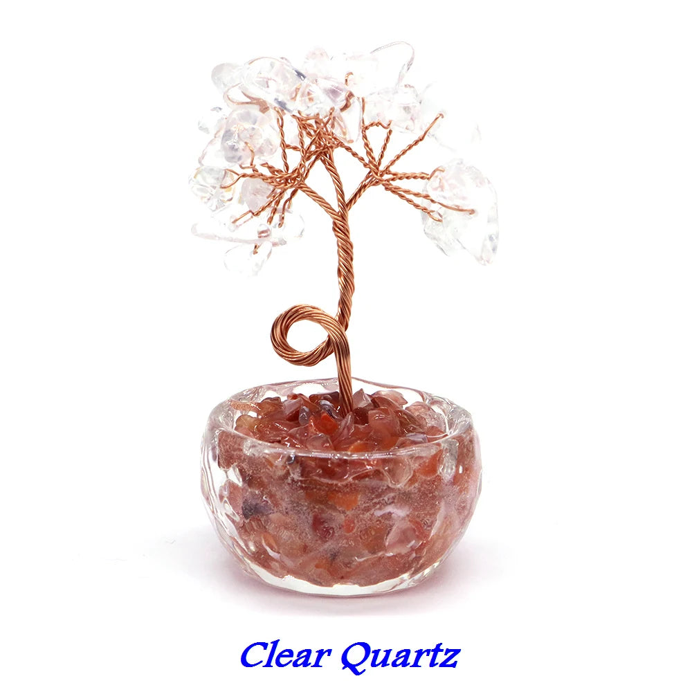Lucky Money Tree Natural Crystals Aquamarine Fortune Feng Shui Reiki Healing Lapis Lazuli Tree of Life Home Decor Birthday Gifts