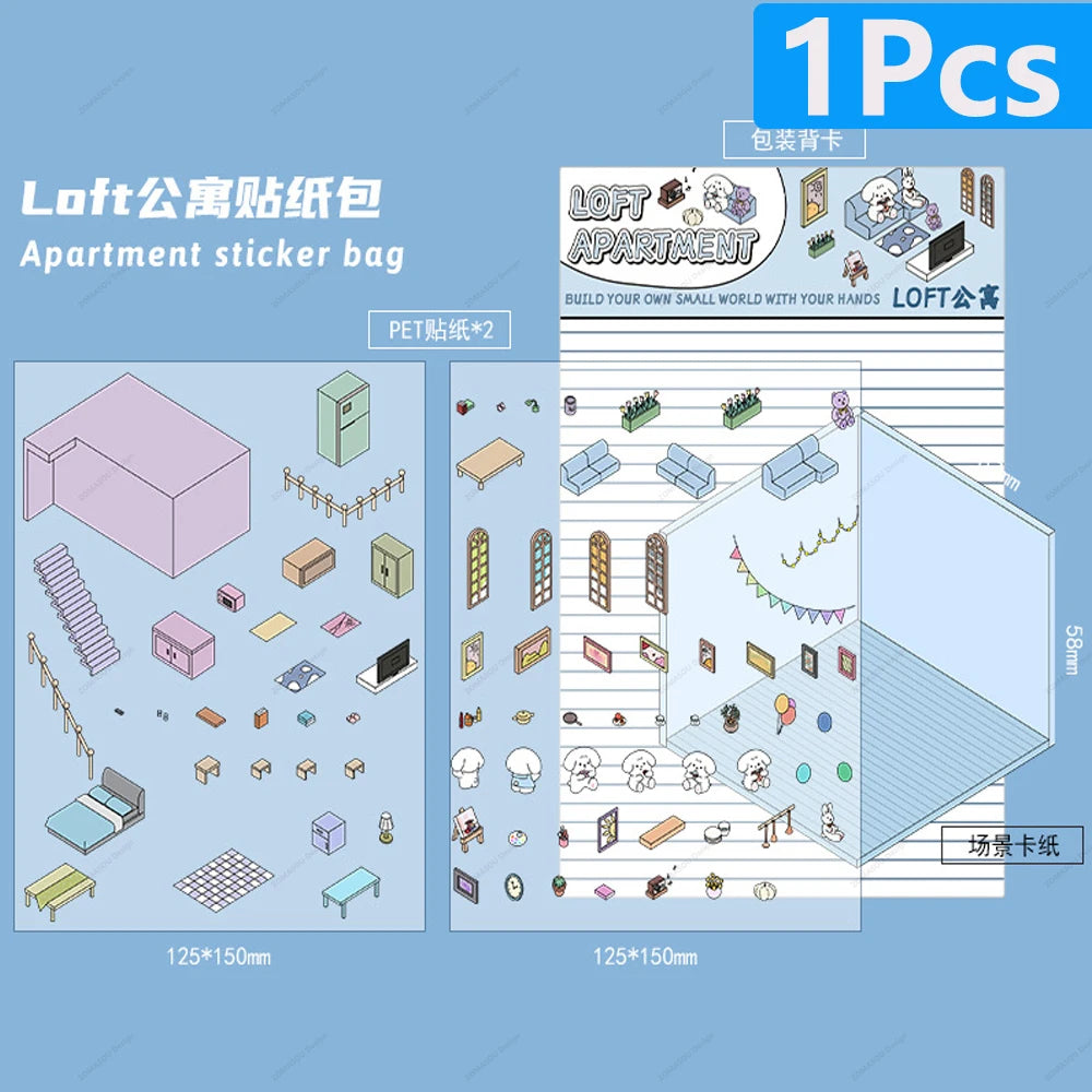 3D landscaping stickers for miniature scenes by HSF Marketplace, featuring trees, plants, and garden details