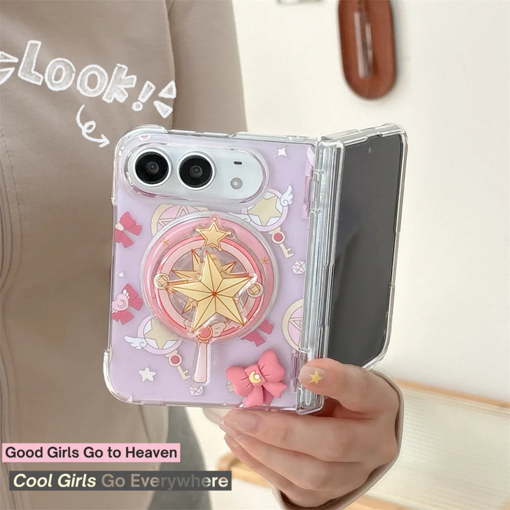 Korean cute pink bowknot folding phone case for iPhone Duo by HSF Marketplace