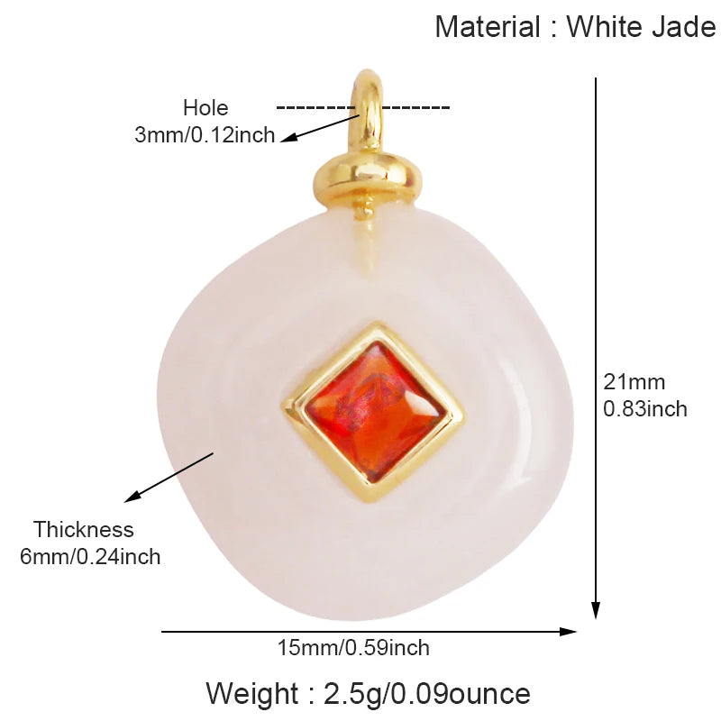 Jewelry charm pendant featuring jade agate, amethyst, amazonite, water grass, and lapis lazuli, gold-plated for necklace craft making